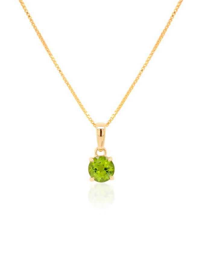 Round Claw Set Peridot Pendant in 9 Carat Yellow Gold