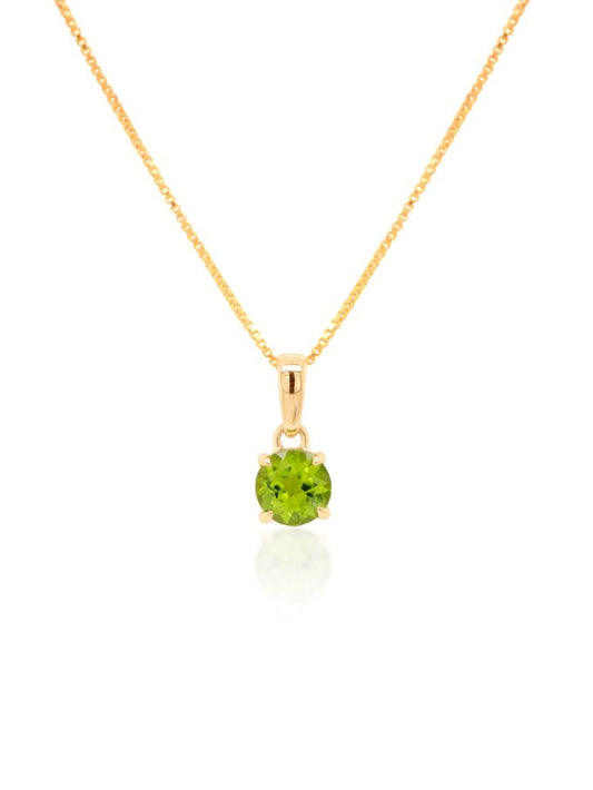 Round Claw Set Peridot Pendant in 9 Carat Yellow Gold