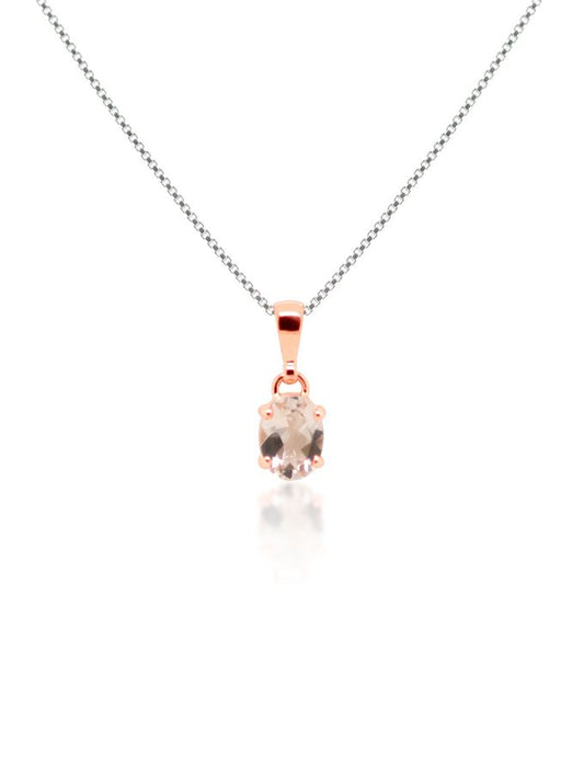 Oval Morganite Pendant, 9K Yellow Gold