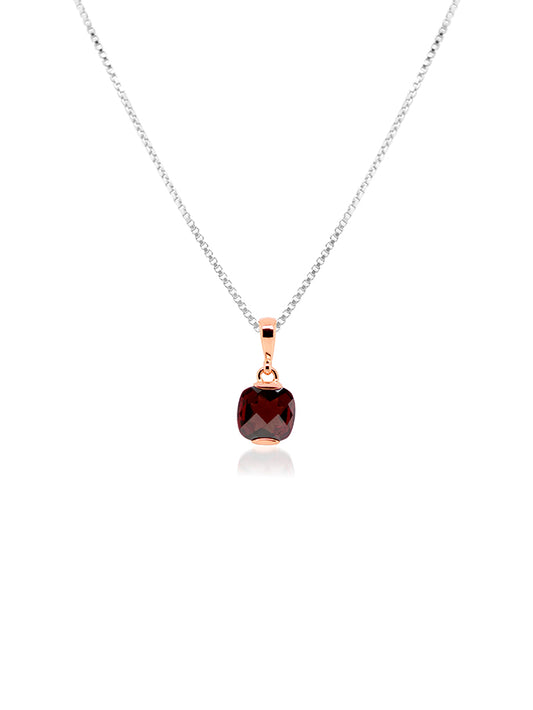 Cushion Cut Garnet Pendant in 9 Carat Rose Gold