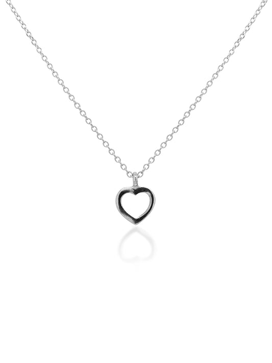 Open Heart Pendant, 9K White Gold