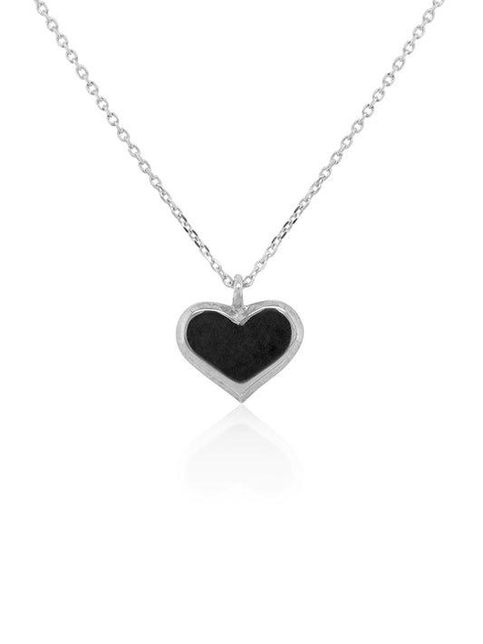 Solid Heart Pendant in 9 Carat White Gold on a 40cm Chain