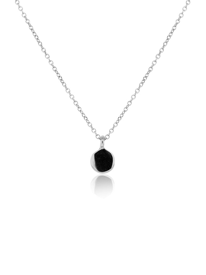 Polished Disc Pendant and 40cm chain in 9 Carat White Gold