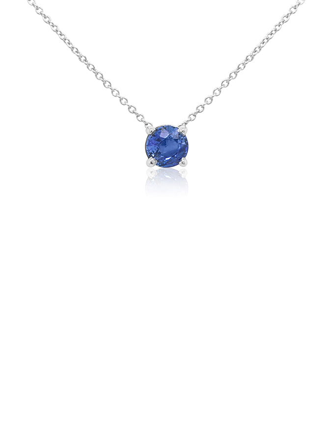 Sapphire Slider Pendant 1.12ct & 6mm Round 18 Carat White Gold 39-45cm