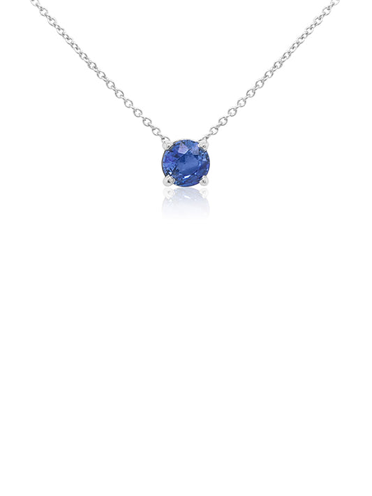 Sapphire Slider Pendant 1.12ct & 6mm Round 18 Carat White Gold 39-45cm