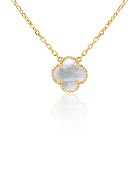 Fancy Medium Mother Of Pearl Clover Pendant 9 Carat Yellow Gold