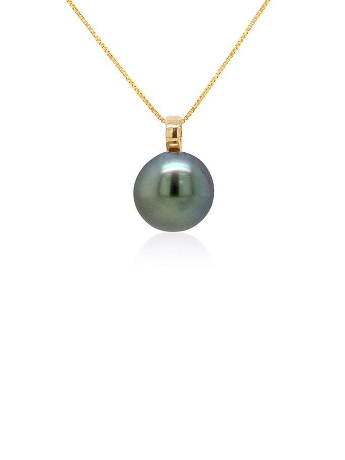 Tahitian Pearl Pendant in 9 Carat Yellow Gold, 13mm.