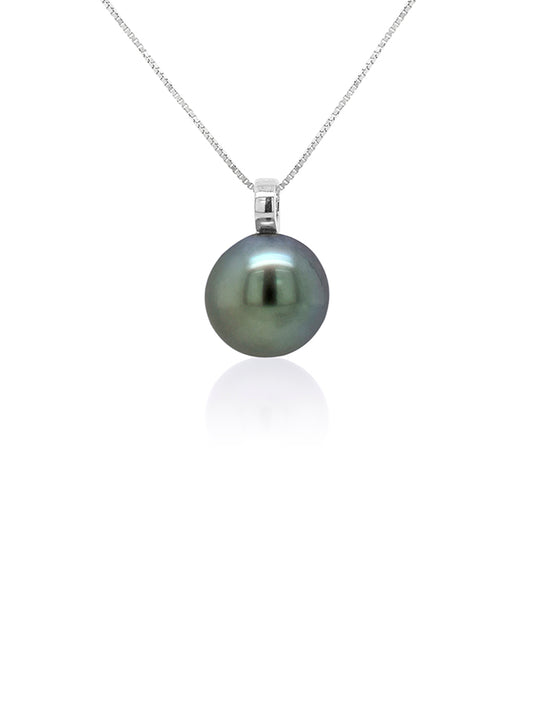 Tahitian Pearl Pendant in 9 Carat White Gold, 13mm.