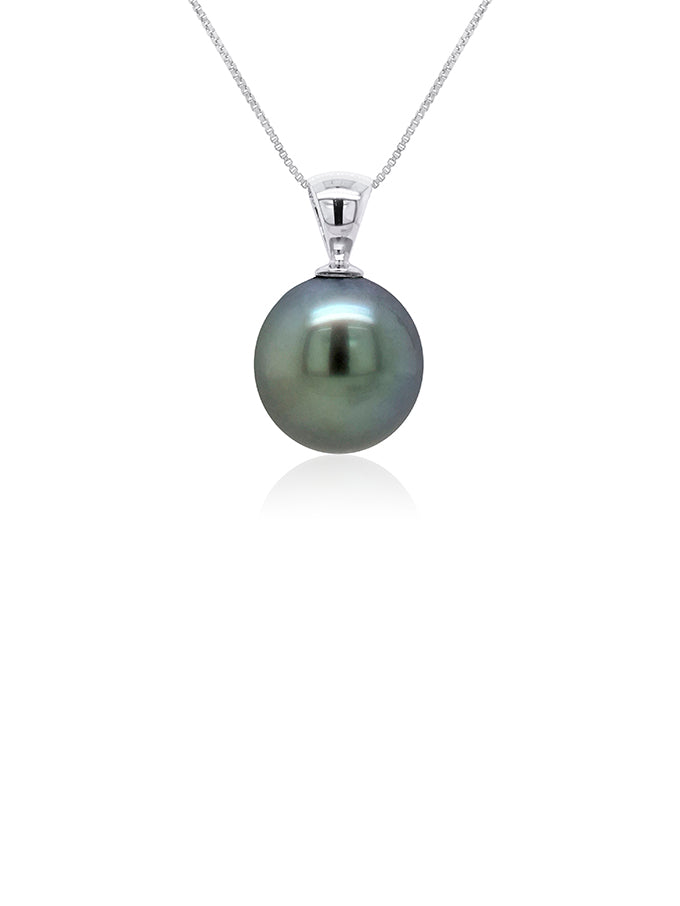 Tahitian Pearl Pendant 13mm in 9 Carat White Gold.