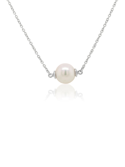 Akoya Cultured Pearl Pendant in 18 Carat White Gold, 42cm