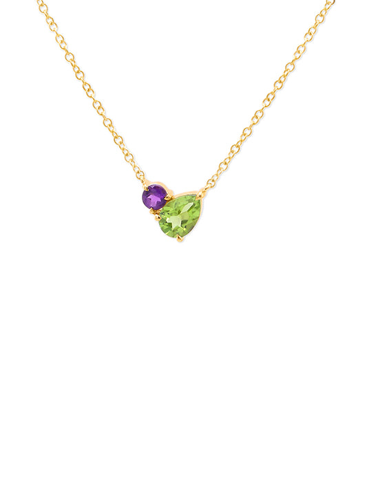 Peridot & Amethyst Pendant, 9K Yellow Gold