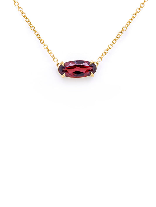 Oval Garnet Pendant, 9K Yellow Gold