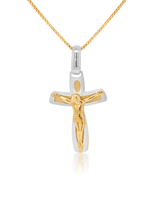 Crucifix, Two-Toned, 9ct gold (45cm plated chain)