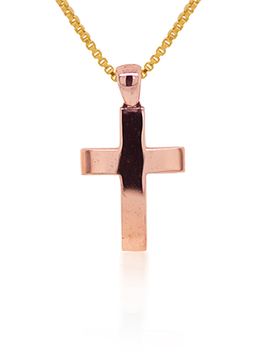 Cross 9K Plain, 9K Rose Gold, Plated Chain