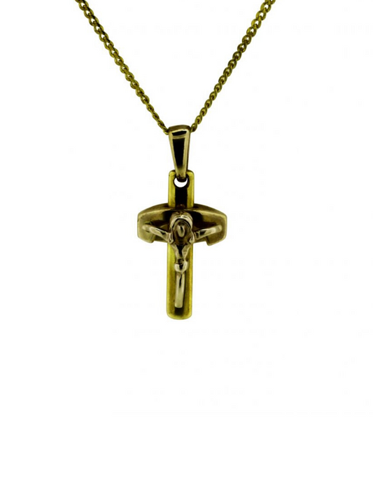 Crucifix Cross 9K Yellow Gold (45cm plated chain)