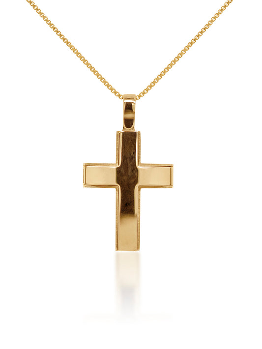 Glossy-Finish Cross, 9K Yellow Gold