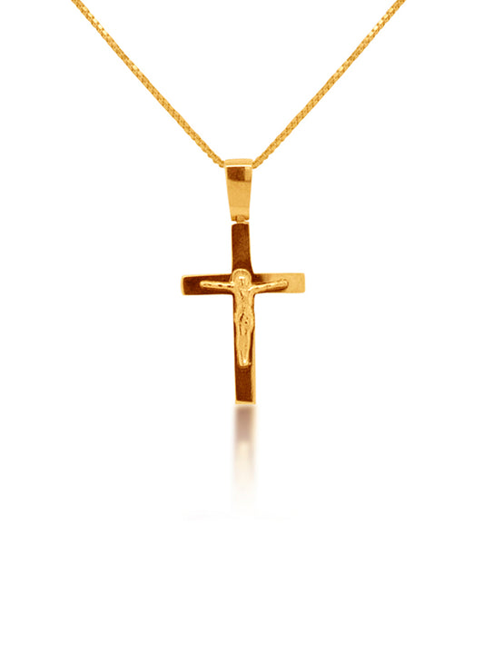 Crucifix Cross in 9 Carat Yellow Gold, 18x12 Millimeter Dimensions