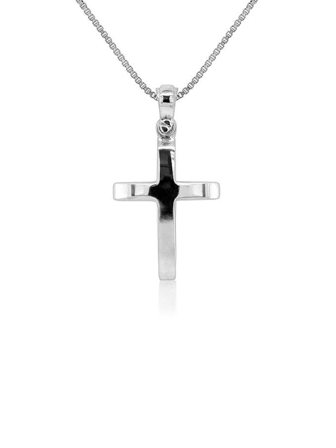 14x18mm Cross Half Round, 9 Carat White Gold