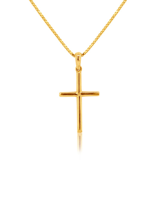 Plain Cylinder Cross, 9K Yellow Gold