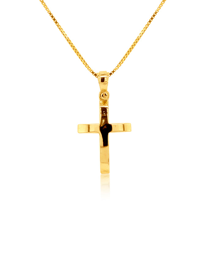 Cross Half Round, 9K Yellow Gold