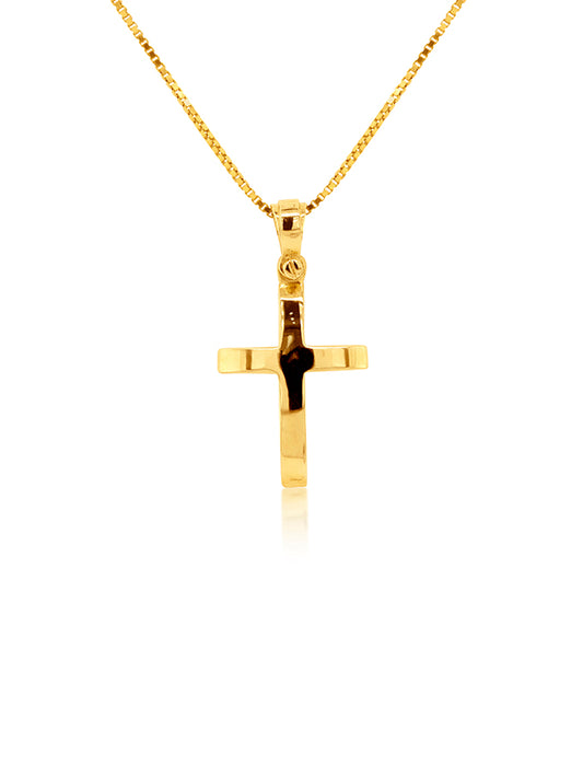 Cross Half Round, 9K Yellow Gold