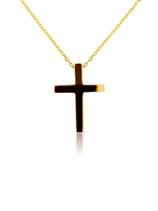 Small Plain Cross, 18K Yellow Gold