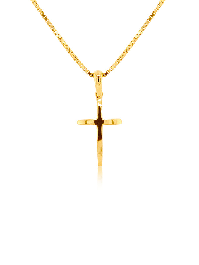 Half Round Cross, 18K Yellow Gold