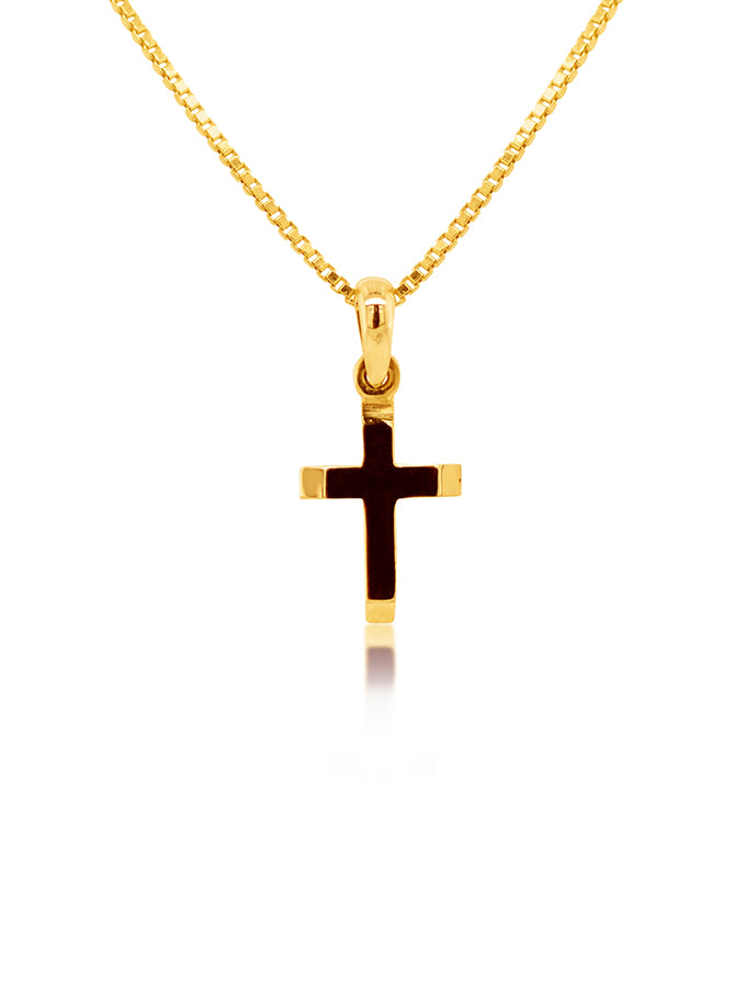 Plain Cross Mitre Edge, 18K Yellow Gold