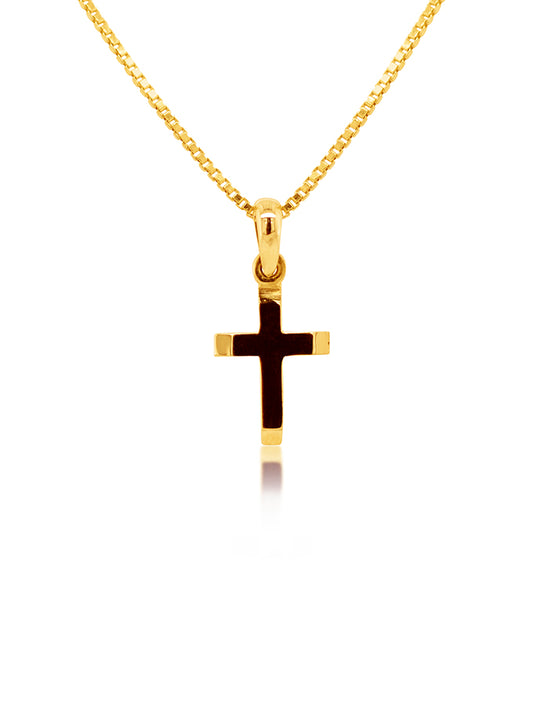 Plain Cross Mitre Edge, 18K Yellow Gold