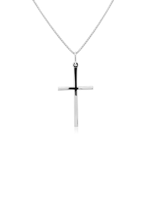 Large Size Plain Cross Pendant in 18 Carat White Gold.