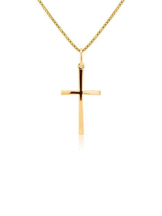 Medium Size Cross Pendant in 9 Carat Yellow Gold.