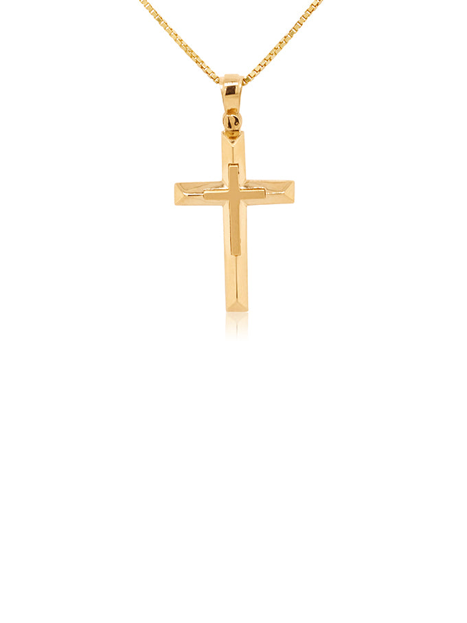 Double Layered Cross in 18 Carat Yellow Gold