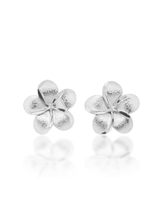 Flower Stud, 9K White Gold