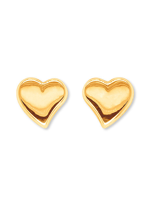 9 Carat Yellow Gold Heart studs