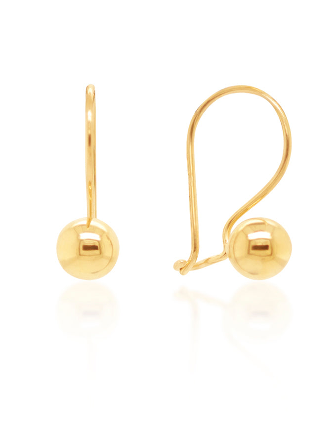 6mm Euro Ball Earrings in 9 Carat Yellow Gold