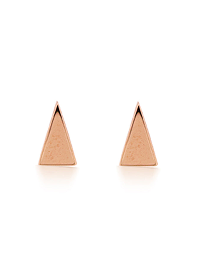 Small Triangle Studs, 9K Rose Gold