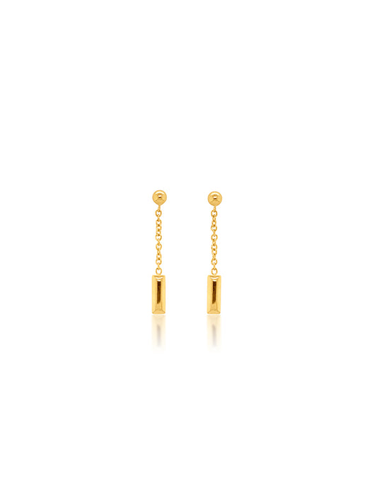 Bar drop stud earrings in 9 Carat Yellow Gold