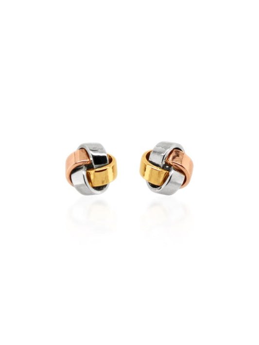 12mm Knot Stud Earring in 9 Carat Yellow, White & Rose Gold