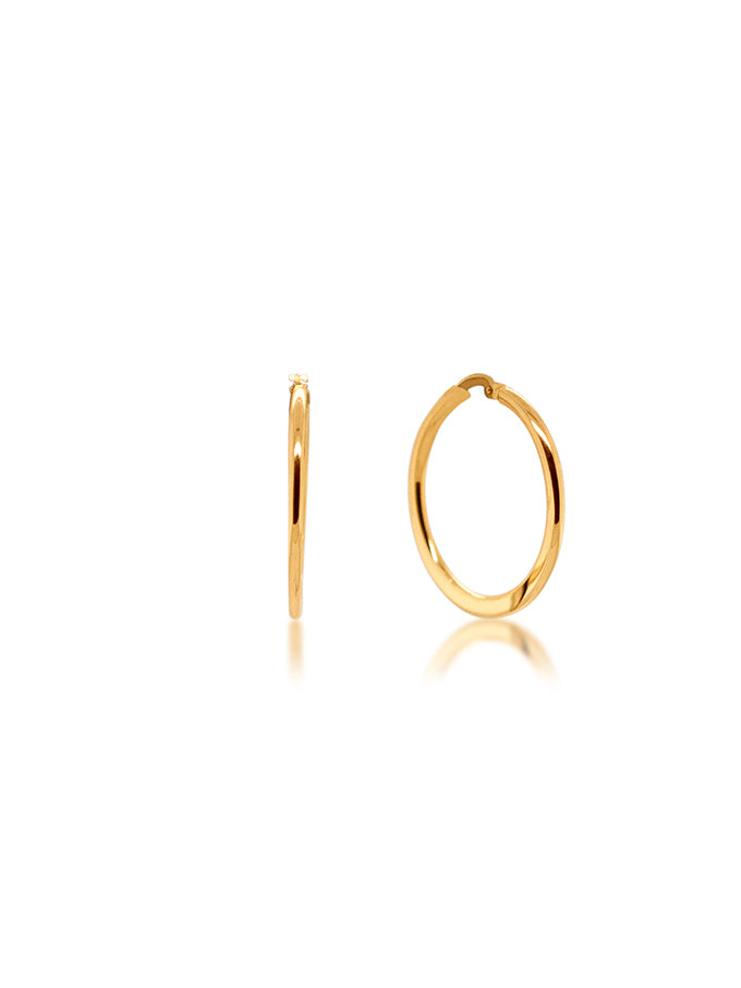 Simple Flat Yellow Gold Hoop