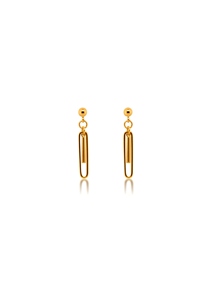 Oblong Rectangle and Bar Drop Earring in 9 Carat Yellow Gold