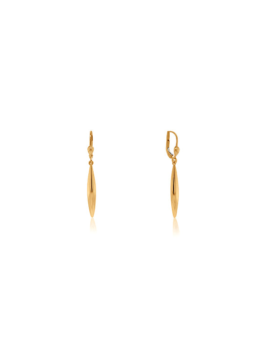 Elongated Plain Drop Earring, 9 Carat Yellow Gold