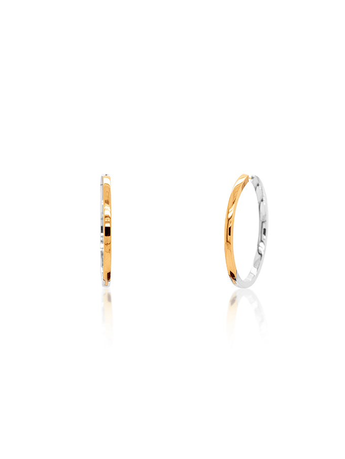 25mm Square Edge Two-Tone Hoop Earrings in 9 Carat Yellow & White Gold