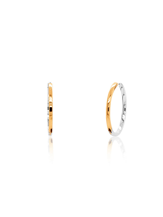 25mm Square Edge Two-Tone Hoop Earrings in 9 Carat Yellow & White Gold