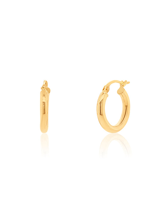 Plain 10mm 9 Carat Yellow Hoops Earrings