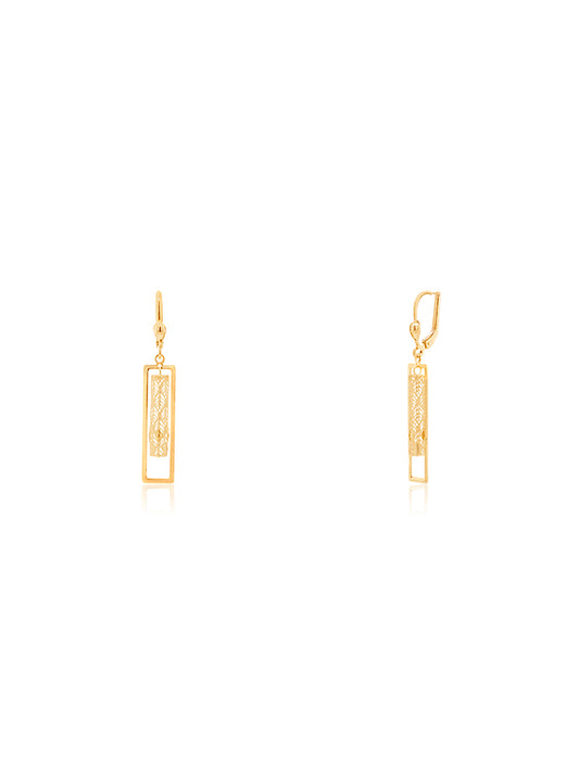 Oblong Filigree Drop Earrings in 9 Carat Yellow Gold