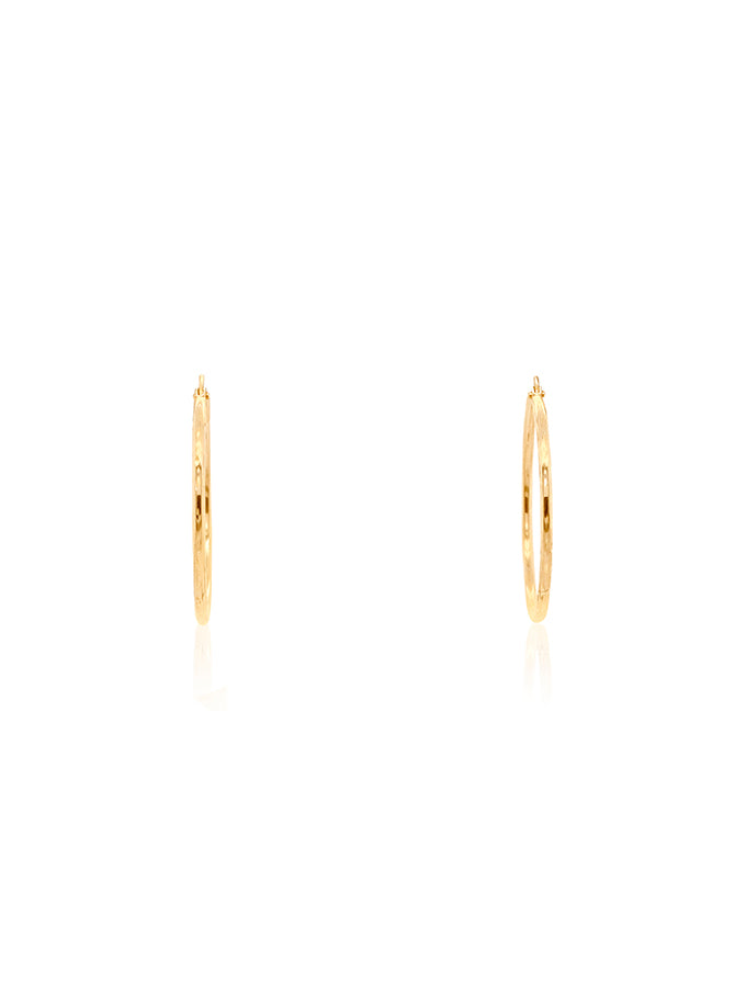 Diamond Cut Hoop Earrings in 9 Carat Yellow Gold, 25x1mm