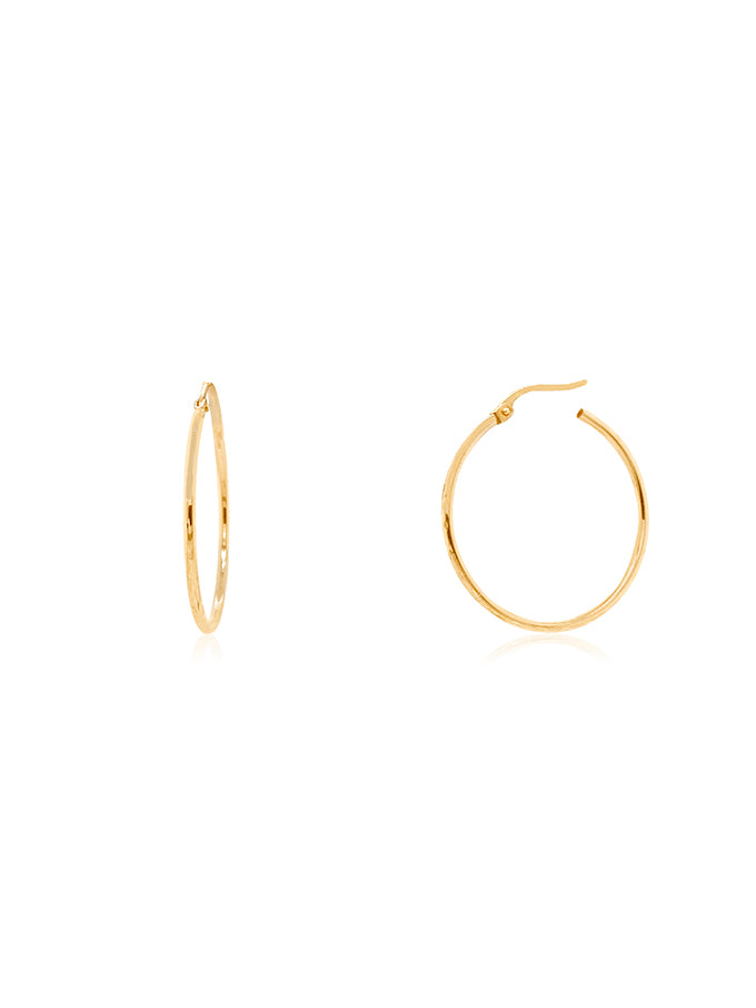 Diamond Cut Hoop Earrings in 9 Carat Yellow Gold, 25x1mm