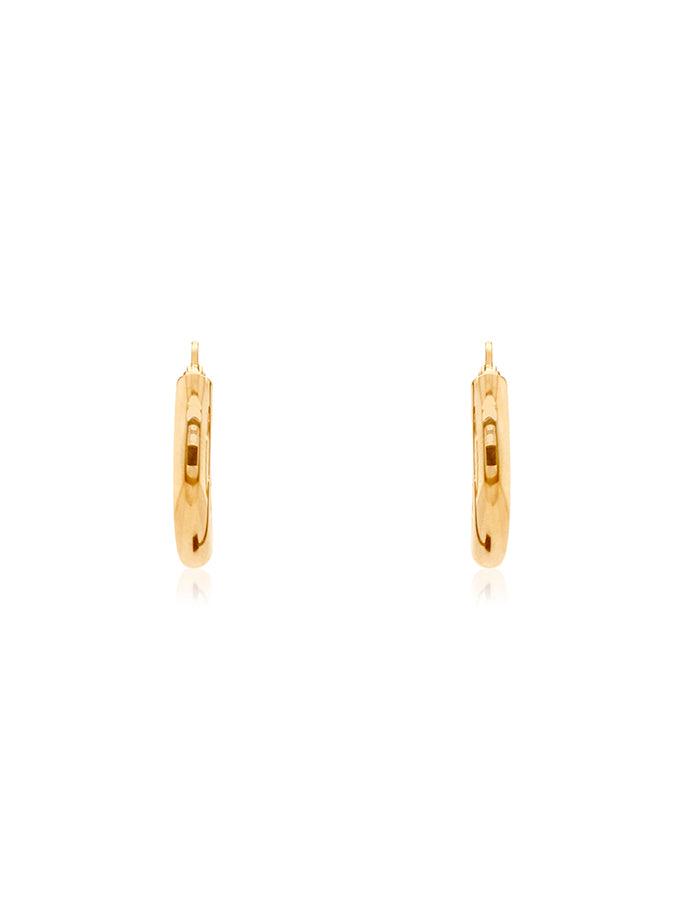 Plain Tubular Hoop Earrings in 9 Carat Yellow Gold, 15x4mm