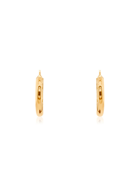 Plain Tubular Hoop Earrings in 9 Carat Yellow Gold, 15x4mm