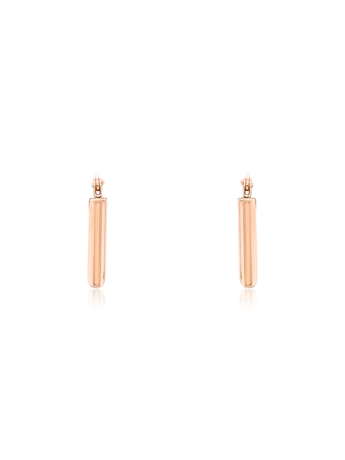 Plain Oblong Hoop Earrings in 9 Carat Rose Gold, 15mm